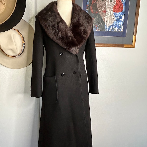 Vintage Wool and Fur Collar Coat