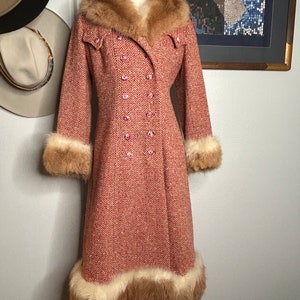 Vintage 1960's Wool Coat With Fur Detail - Etsy Canada