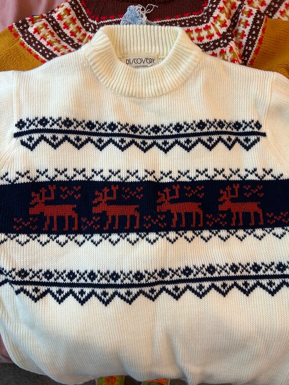 Vintage Reindeer Ski Sweater - image 9