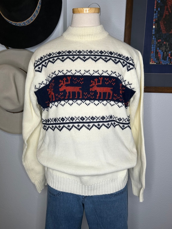 Vintage Reindeer Ski Sweater