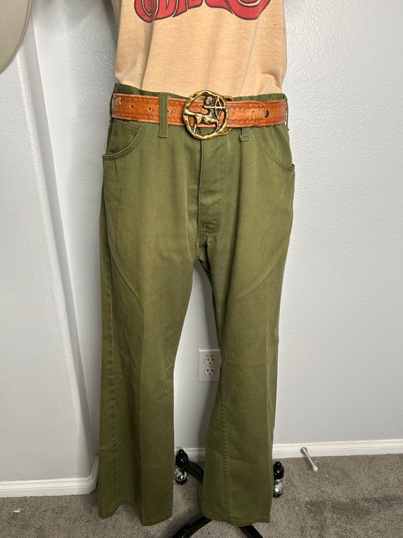 Vintage Sears Roebuck Army Green Denim Pants - image 2