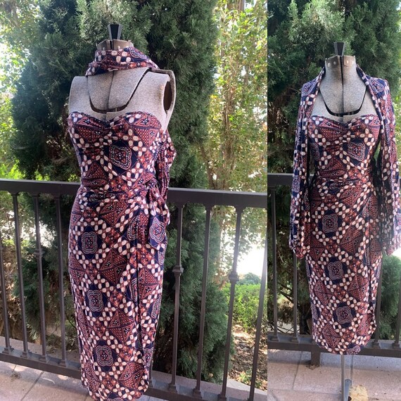 Vintage Hawaiian Sarong Dress w/matching shawl