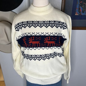 Suéter de esquí de reno vintage imagen 4