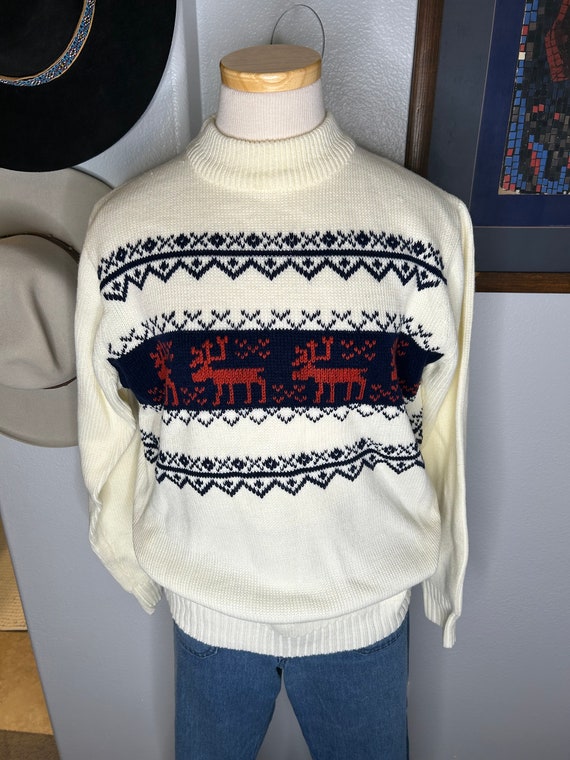 Vintage Reindeer Ski Sweater - image 4