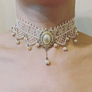 Victorian Inspired White Lace Choker Necklace