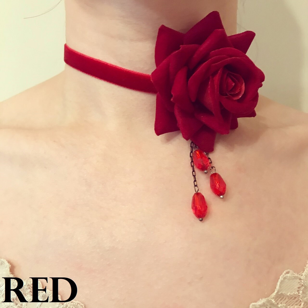 ✪ Velvet Choker Necklace Dainty Rose Flower Choker Necklace Halloween  Costume Jewelry Gift for Women Birthday Decoration
