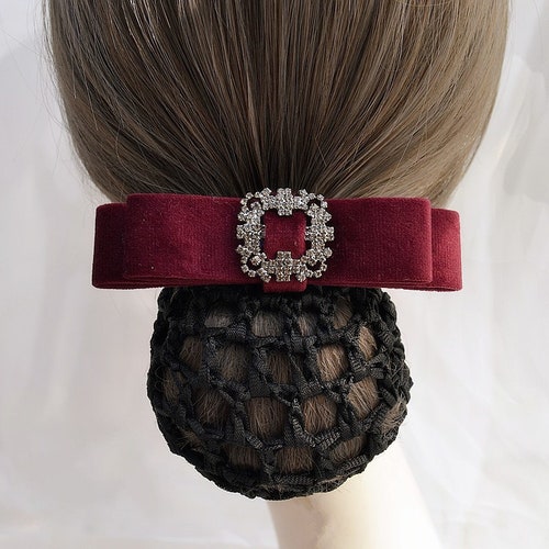 Beaded Crystals Hair Barrette Clip With Snood Net / Bun Cover Etsy