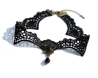 Gothic Black Lace Choker Necklace