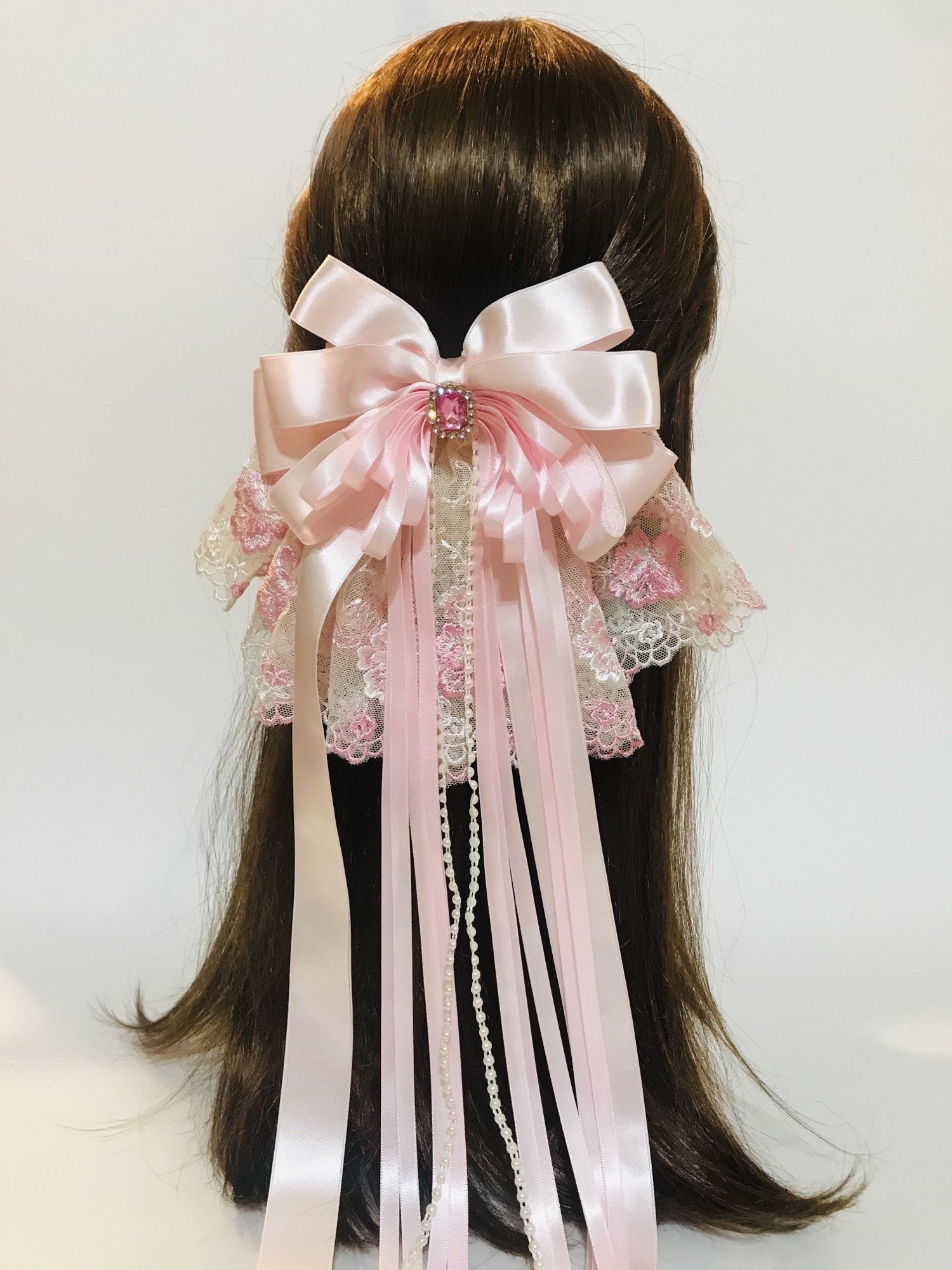 Lumignon original ♥ L tweed ribbon hair clip【ピンク