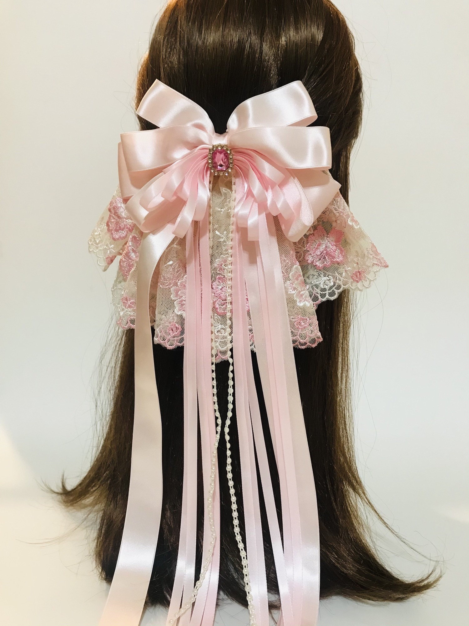 lumignon L tweed ribbon hair clip ピンク Lumignon original ♥ L tweed ribbon hair clip【ピンク