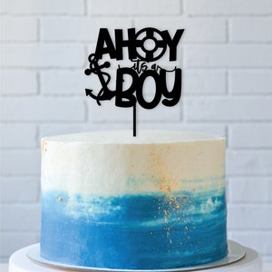Ahoy It&#39;s a Boy Nautical Cake Topper per Baby Shower o Gender Reveal Party