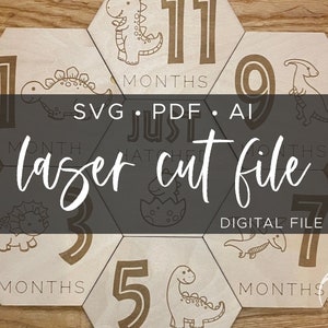 Baby Milestone SVG | Dinosaur Milestone Markers | Digital Download | Laser Cut File | Monthly Milestone Markers