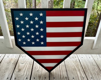 Baseball Home Plate Flag | Baseball Sign | Wood Baseball Decor | Sports Decor | Sports Gift