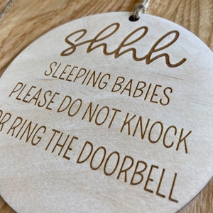 Sleeping Baby Sign | Shhh Sleeping Baby | Do Not Knock | Do Not Disturb | Do Not Ring Doorbell | Wood Sign