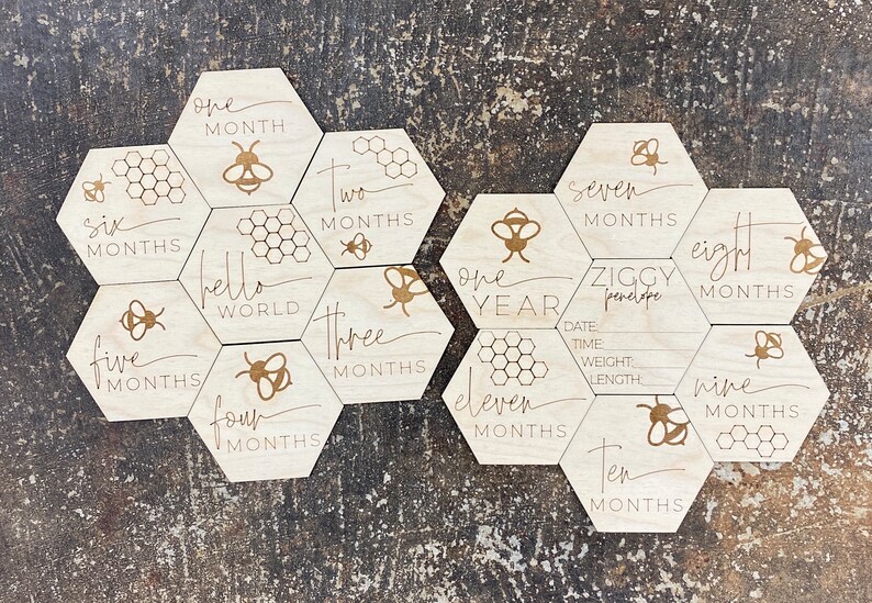 Baby Monthly Milestone Cards | Bee Nursery Decor | Baby Photo Prop ...