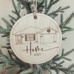 Custom House Ornament Personalized Home Outline Wood Ornament House Portrait Housewarming Gift Realtor Closing Gift Wedding Gift image 2