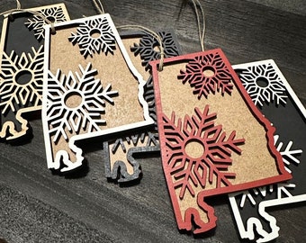 Alabama kerstornament | Sneeuwvlokken | Staatsornament van Alabama