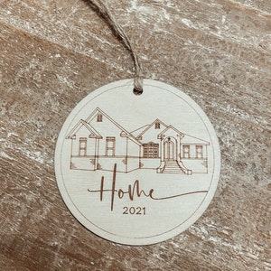 Custom House Ornament Personalized Home Outline Wood Ornament House Portrait Housewarming Gift Realtor Closing Gift Wedding Gift image 3