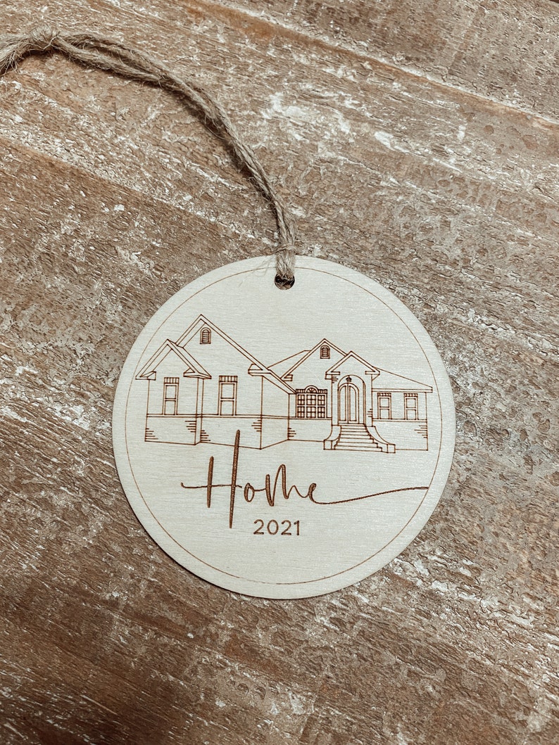 Custom House Ornament Personalized Home Outline Wood Ornament House Portrait Housewarming Gift Realtor Closing Gift Wedding Gift image 3