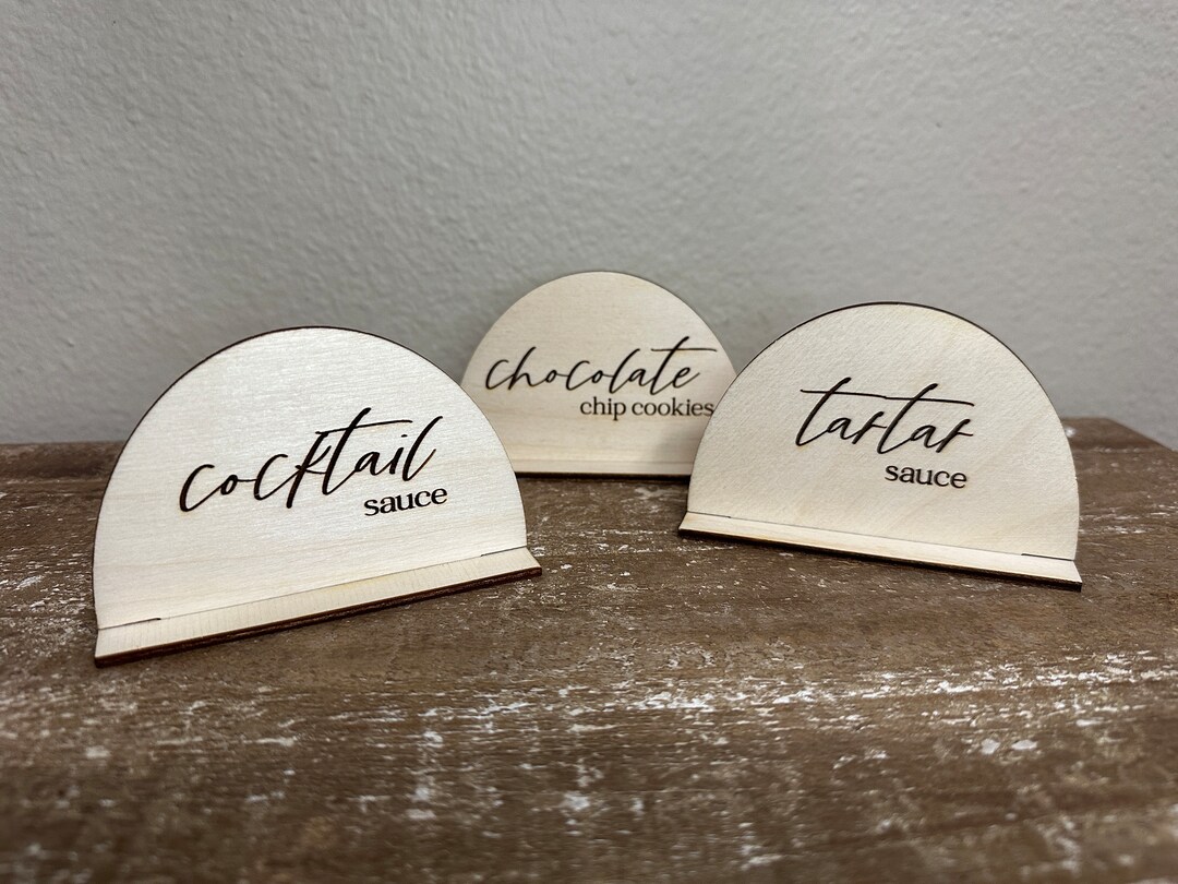 Wooden Food Sign Buffet Food Name Sign Food Tag Party Decor Food Label