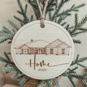 Custom House Ornament Personalized Home Outline Wood Ornament House Portrait Housewarming Gift Realtor Closing Gift Wedding Gift image 5