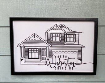 Omtrekbord aangepast huis | 3D-lasergesneden huiskunst | Housewarmingcadeau | Slotcadeau makelaar