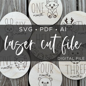 Bébé jalon SVG | Marqueurs d'étapes animaux de la forêt | Téléchargement numérique | Fichier découpé au laser | Marqueurs d'étapes mensuelles