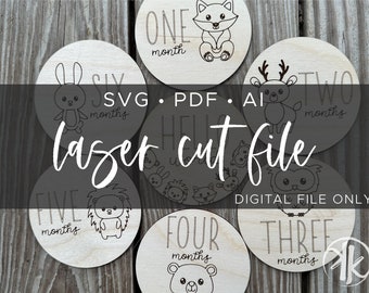 Baby Milestone SVG | Woodland Animals Milestone Markers | Digital Download | Laser Cut File | Monthly Milestone Markers