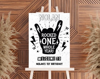 One Rocks Birthday Welcome Sign | Rock and Roll | First Birthday | Digital Download | Editable Template
