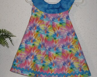 little girls sundress rainbow blue