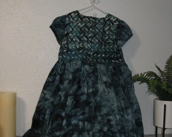 Girls Dress Blue Batik