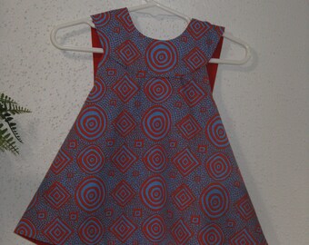 baby sundress red geometric