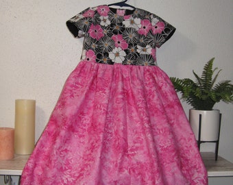 girls dress pink black print