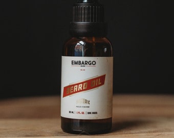 Beard Oil | Embargo Blend, Tobacco and Rum, Hair Oil, Beard Moisturizer, Beard Conditioner, All Natural Beard Care, Barrel Aged