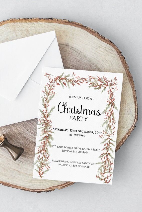 Christmas invitation Downloadable Party Card Christmas | Etsy