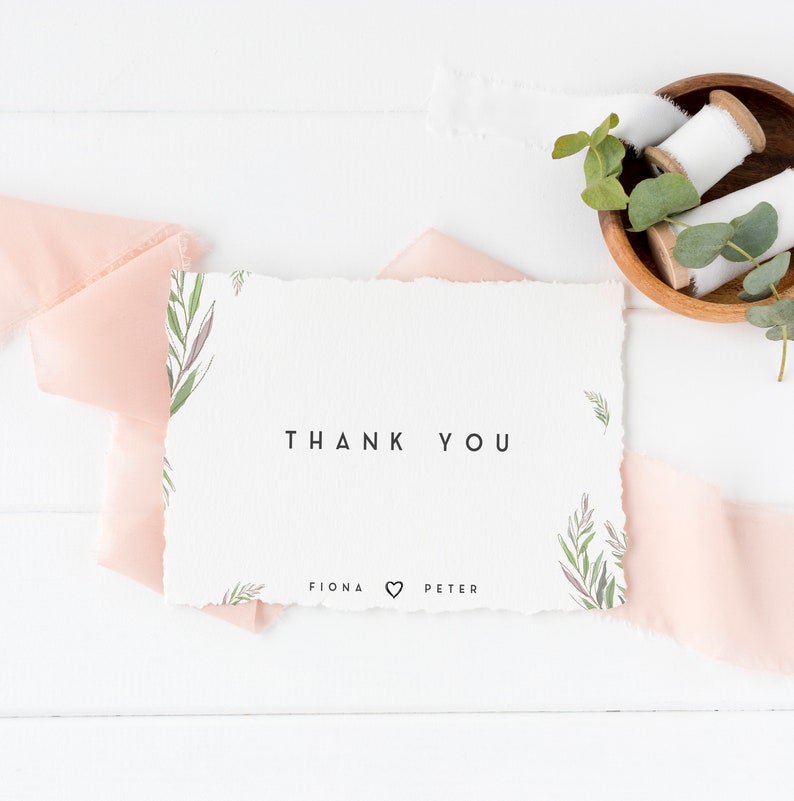 Modern Thank You Card Small Thank You Cards Personalized Etsy