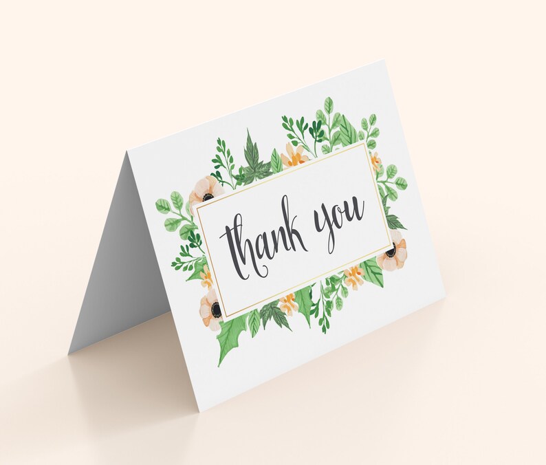 Printable Thank You Card Folding or Flatwedding Thank You - Etsy