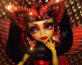 OOAK custom Monster High doll repaint Luna Mothews Ever After High goth bjd barbie