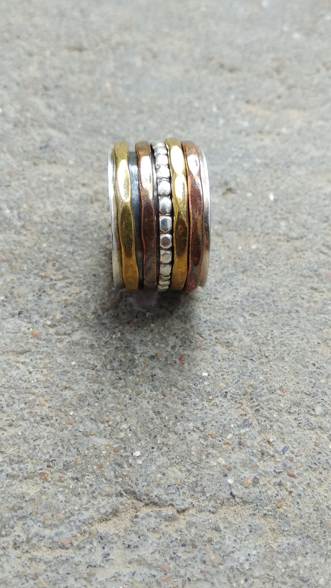 Sterling Silver Wide Band Spinner Ring, Anxiety Meditation Jewelry - Etsy