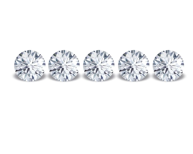 White Diamond 5 pc. 0,55 ct., round Brilliant cut, color G-H, SI, Good+, Diameter mm.3,00-3,20, Riviere