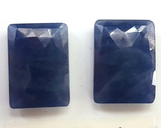 Natural blue Sapphire, ct.12,20, flat rosecut couple, rectangular 14,10x10,10 mm.