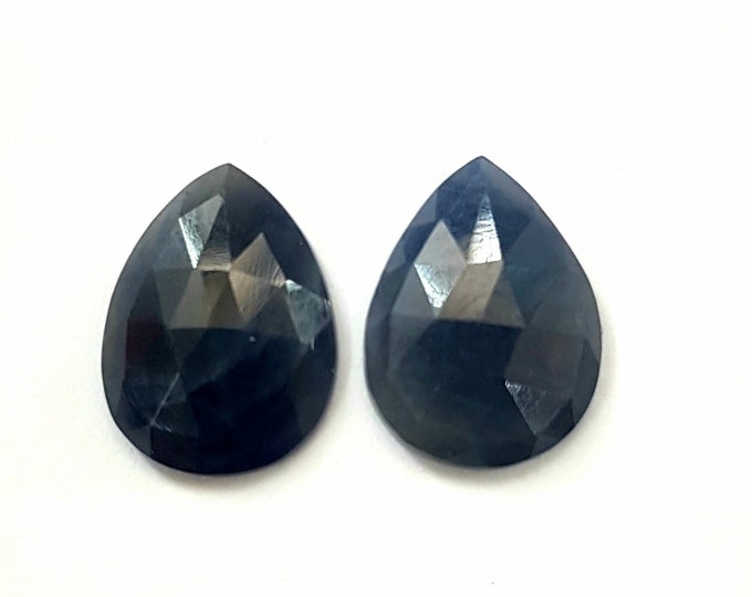 Natural Blue Sapphire, ct.5,85, flat rosecut couple, pear 12,20x9,20 mm.