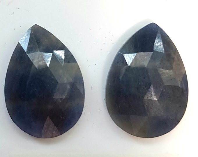 Natural Blue Sapphire, ct.14,59, flat rosecut couple, pear 18x12,70mm.