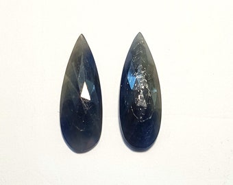 Natural blue Sapphire, ct.9,15, flat rosecut couple, 20,20x7,35 mm.