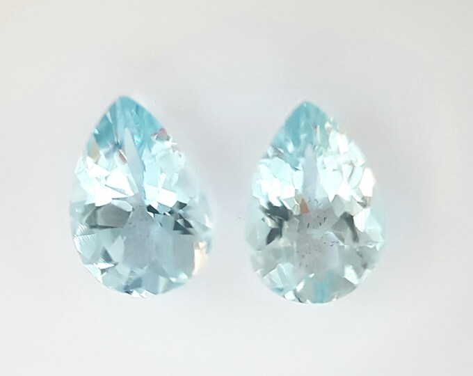 Natural Aquamarine, ct.0,92, Pear faceted couple, 6,70x4,70 mm.