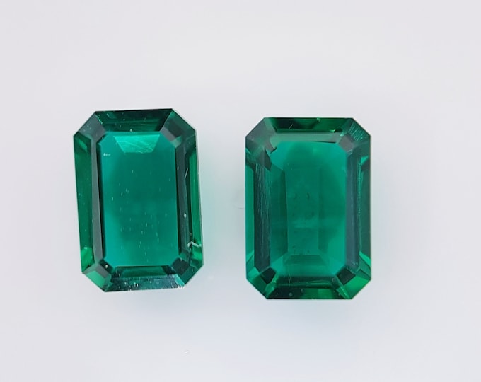 Emerald lab grown, ct.1,14, Octagonal 6,10x4,20 mm., couple, Hydrotermal