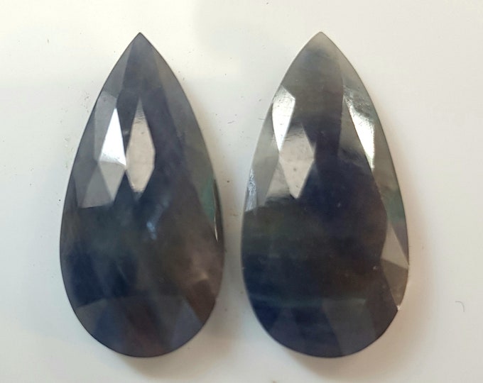 Natural Blue Sapphire, ct.16,36, flat rosecut couple, pear 22x11 mm.