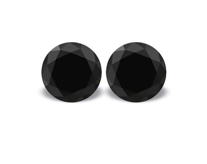 Black Diamond 2 pc. 0,40 ct., top quality, round brilliant cut, diameter mm.3,59, couple, pair