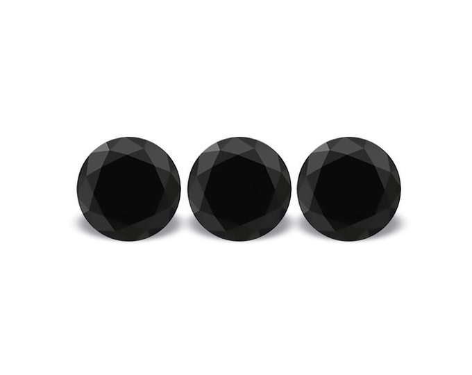 Black Diamond 3 pc. 0,430 ct., top quality, round brilliant cut, Diameter mm.3,10, Trilogy