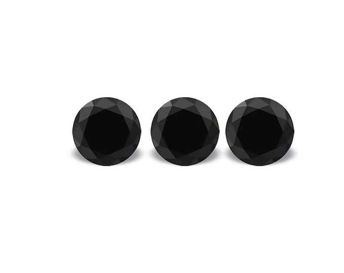 Black Diamond 3 pc. 0,345 ct., top quality, round brilliant cut, Diameter mm.2,85, Trilogy